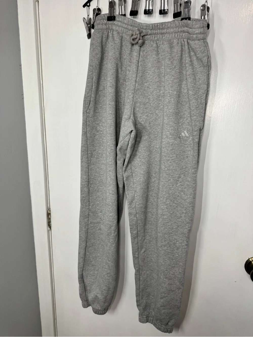 adidas Light Gray Men's Fleece Joggers with Logo